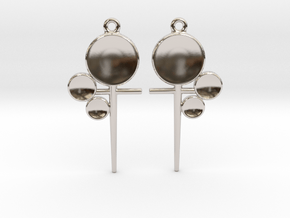 Triple Discus - Drop Earrings in Rhodium Plated Brass