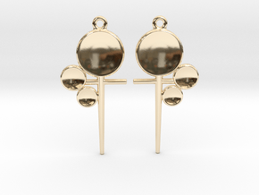 Triple Discus - Drop Earrings in 9K Yellow Gold 