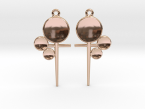 Triple Discus - Drop Earrings in 9K Rose Gold 