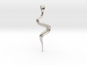 Simple curve pendant in Rhodium Plated Brass