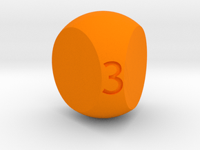 d3 Sphere Dice (top read) in Orange Processed Versatile Plastic