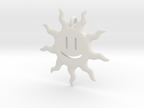 Smiling sun pendant in White Natural Versatile Plastic