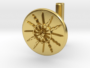 Cufflink of Apollo's solar chariot wheel  in Polished Brass