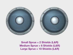 Riveted Boss - Round Power Shields (L&R) in Tan Fine Detail Plastic: Small