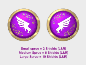 Winged Claw - Round Power Shields (L&R) in Tan Fine Detail Plastic: Small