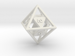 "Open" d8 - Eight-sided die in White Natural Versatile Plastic