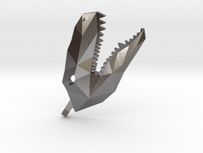 Geometric Dinosaur Pendant in Processed Stainless Steel 316L (BJT)
