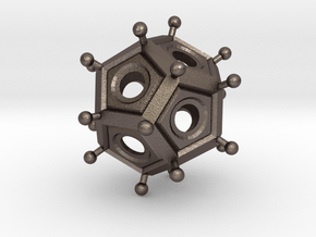 Larger Roman Dodecahedron in Polished Bronzed-Silver Steel