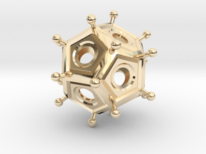 Larger Roman Dodecahedron in 14k Gold Plated Brass