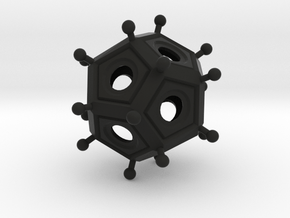 Larger Roman Dodecahedron in Black Smooth Versatile Plastic