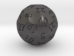 d40 Sphere Dice (Regular Edition) in Dark Gray PA12 Glass Beads