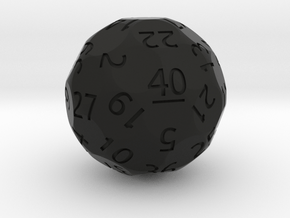 d40 Sphere Dice (Regular Edition) in Black Smooth PA12