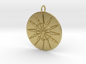 Shielded Apollo's solar chariot wheel (original) in Natural Brass