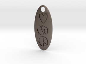 Ohm Love Peace Pendant in Polished Bronzed Silver Steel