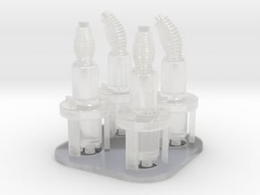 1:16 MX6707 Antenna bases (4x) in Clear Ultra Fine Detail Plastic