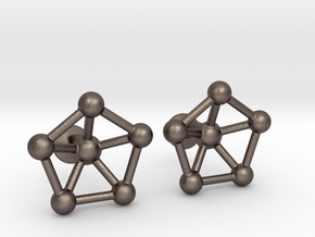 Carbon Atom Cufflinks in Polished Bronzed-Silver Steel