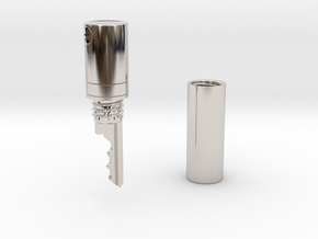 Cylinder Pendant Key - Precut to Kink3D in Rhodium Plated Brass