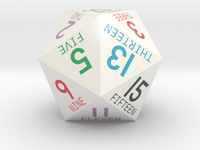 d20 Number Names (30mm) in Smooth Full Color Nylon 12 (MJF)
