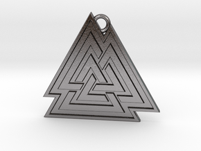 Valknut Pendant in Processed Stainless Steel 316L (BJT)