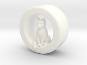 Sitting Cat Gauge, 1" in White Smooth Versatile Plastic