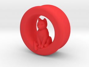Sitting Cat Gauge, 1" in Red Smooth Versatile Plastic