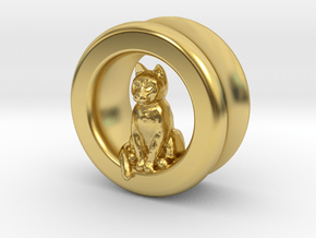 Sitting Cat Gauge, 1" in Polished Brass