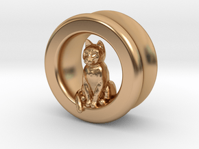 Sitting Cat Gauge, 1" in Polished Bronze