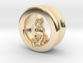 Sitting Cat Gauge, 1" in 14k Gold Plated Brass