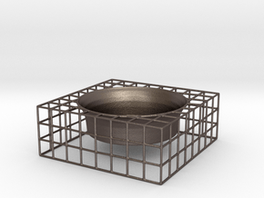 Tealight Holder in Polished Bronzed-Silver Steel