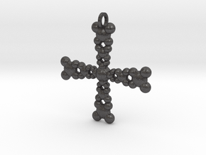 Cross Pendant in Dark Gray PA12 Glass Beads