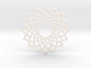 Sunny Fractal Flower Medallion in White Smooth Versatile Plastic