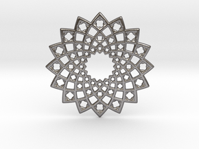 Sunny Fractal Flower Medallion in Processed Stainless Steel 17-4PH (BJT)