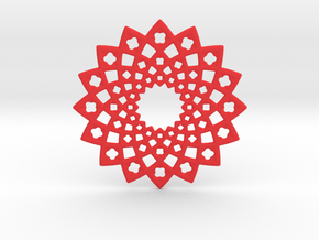 Sunny Fractal Flower Medallion in Red Smooth Versatile Plastic