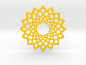 Sunny Fractal Flower Medallion in Yellow Smooth Versatile Plastic