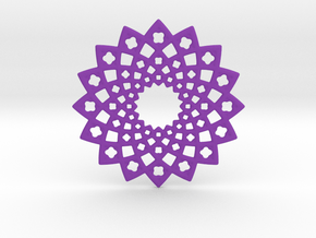 Sunny Fractal Flower Medallion in Purple Smooth Versatile Plastic