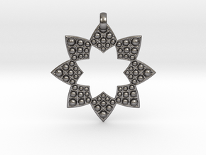 Fractal Flower Pendant in Processed Stainless Steel 316L (BJT)