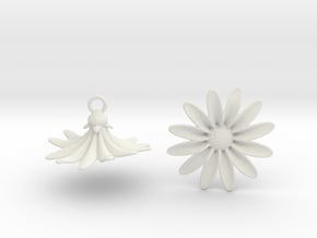 Daisies Earrings in White Natural Versatile Plastic