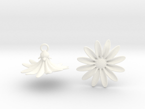 Daisies Earrings in White Smooth Versatile Plastic
