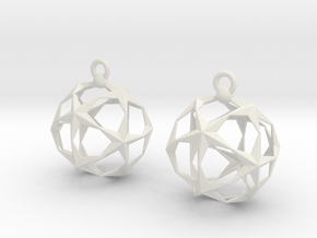 Stellated Dodecahedron Earrings in White Natural Versatile Plastic