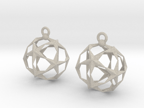 Stellated Dodecahedron Earrings in Natural Sandstone