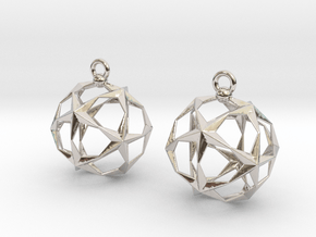 Stellated Dodecahedron Earrings in Platinum