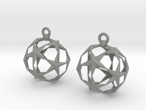 Stellated Dodecahedron Earrings in Gray PA12