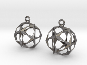 Stellated Dodecahedron Earrings in Processed Stainless Steel 17-4PH (BJT)