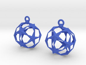 Stellated Dodecahedron Earrings in Blue Smooth Versatile Plastic