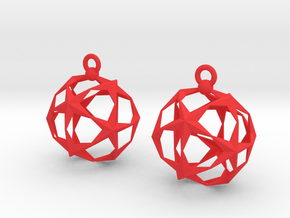 Stellated Dodecahedron Earrings in Red Smooth Versatile Plastic