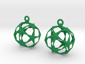 Stellated Dodecahedron Earrings in Green Smooth Versatile Plastic