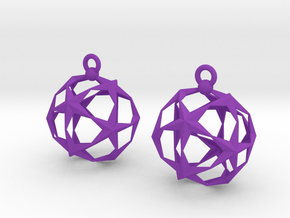Stellated Dodecahedron Earrings in Purple Smooth Versatile Plastic