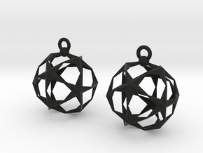 Stellated Dodecahedron Earrings in Black Natural TPE (SLS)