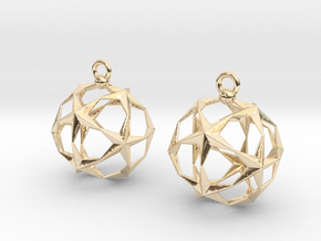 Stellated Dodecahedron Earrings in 9K Yellow Gold 