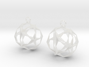 Stellated Dodecahedron Earrings in Clear Ultra Fine Detail Plastic